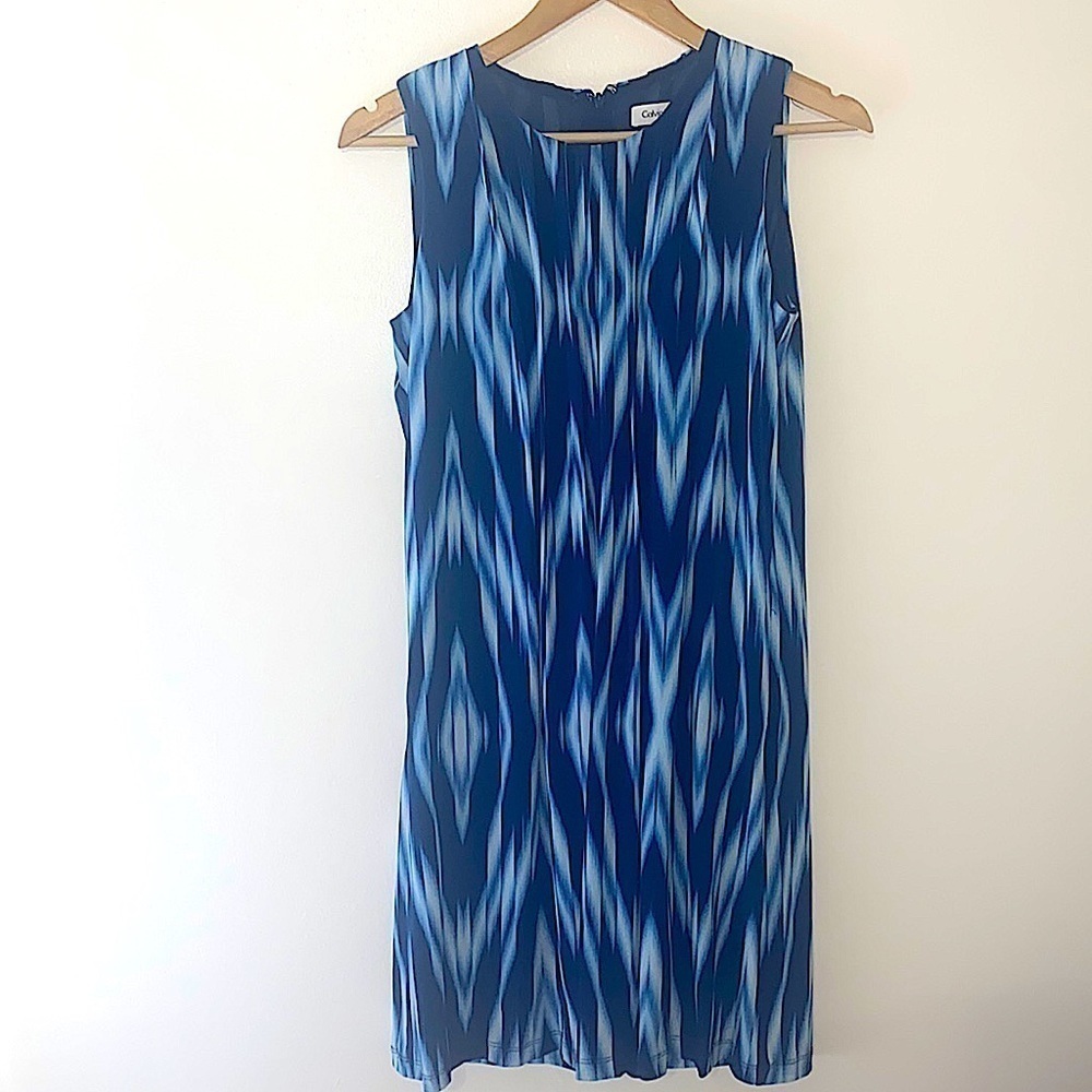 Calvin Klein Blue Tie Dye Shift Dress Sz 4